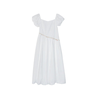 Square Neck Bubble Sleeve Maxi Dress
