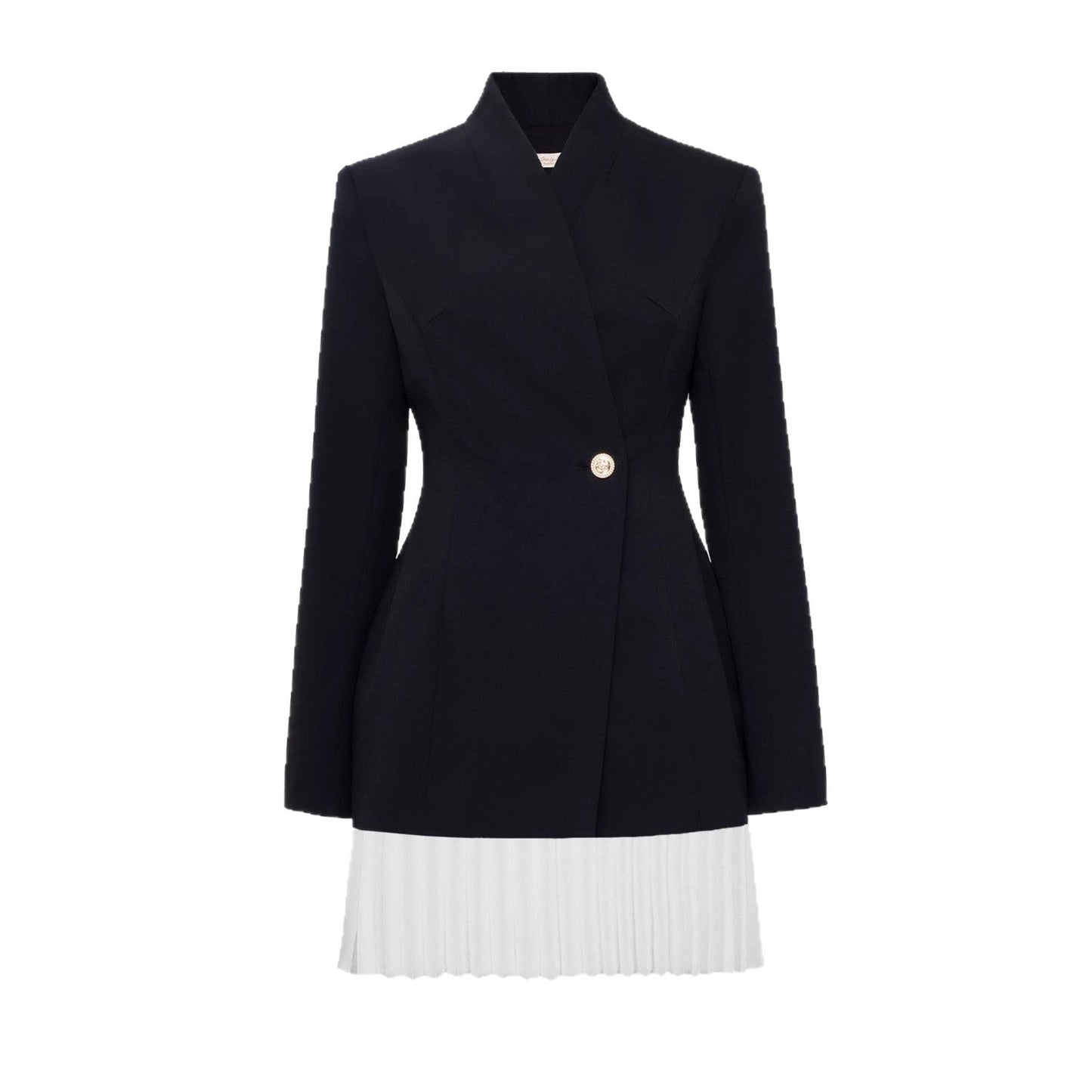 ins style mini suit skirt, new temperament high-end jacket pleated skirt waist women's top