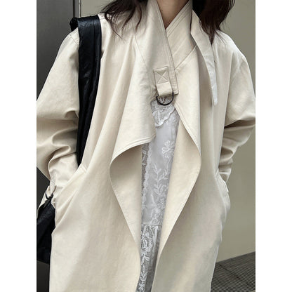 British style stand-up collar trench coat women's autumn new loose short D-button open coat