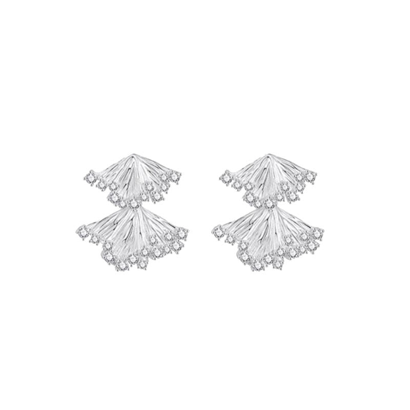 French court style light luxury fan earrings niche design temperament fashionable retro small skirt pendulum stud earrings