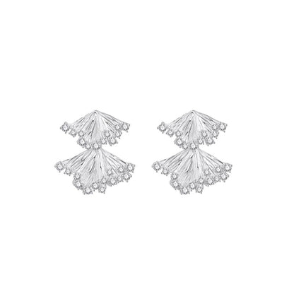 French court style light luxury fan earrings niche design temperament fashionable retro small skirt pendulum stud earrings