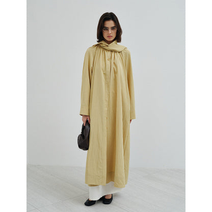 Spring commuting design sense Tencel streamer collar sense long trench coat