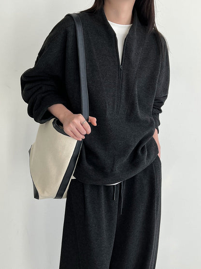 Autumn and winter new old money wind slack polished sweater + scimitar pants two-piece women's casual suit