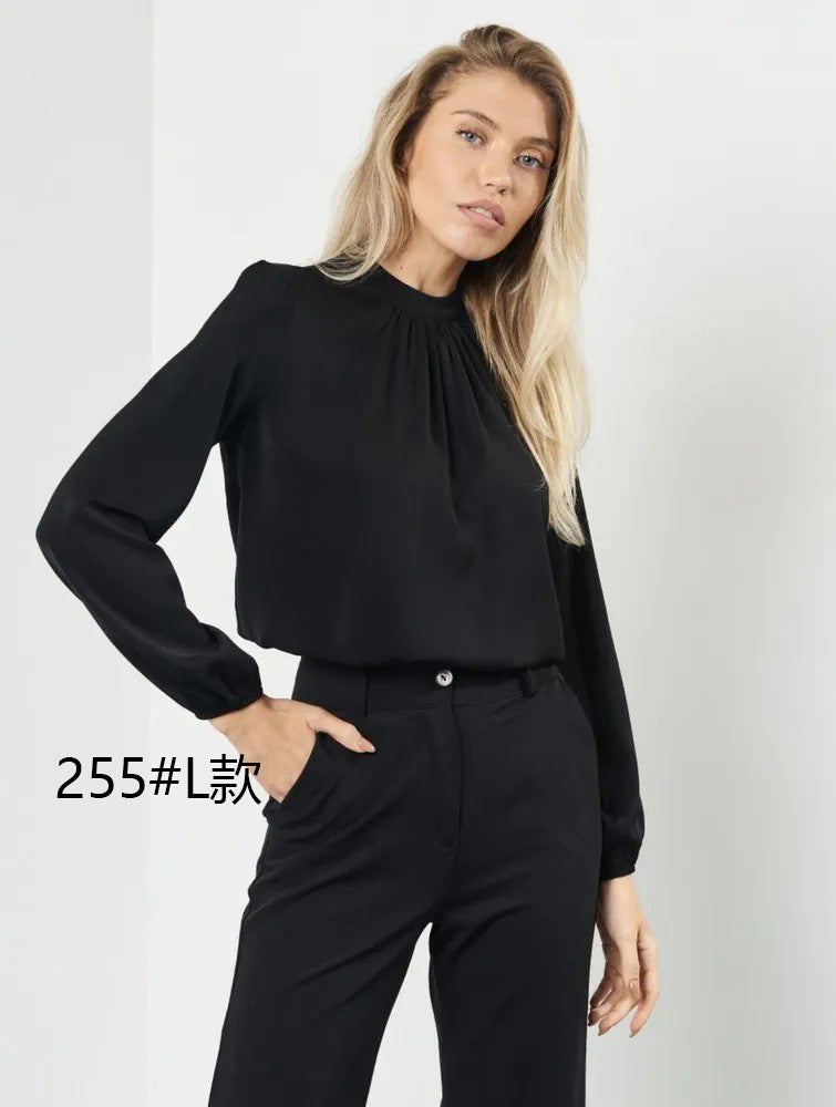 Round Neck Long Sleeve Shirt Women Pullover Casual Top
