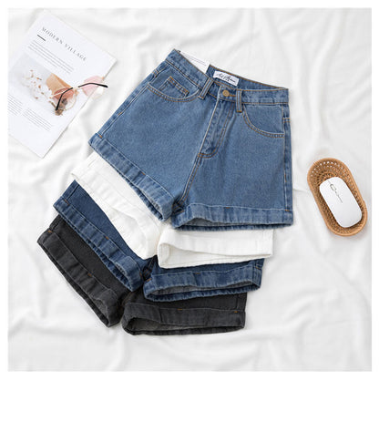 High Waist Denim Shorts Women Wide Leg Straight Fit Cropped Pants