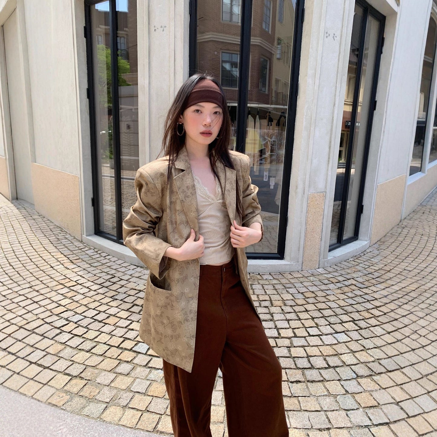 Casual crisp print blazer