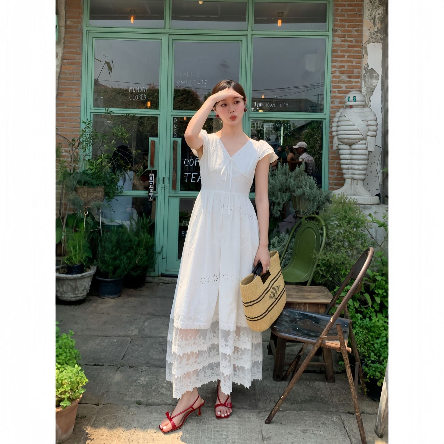 Lace Flutter Sleeve Maxi Dress