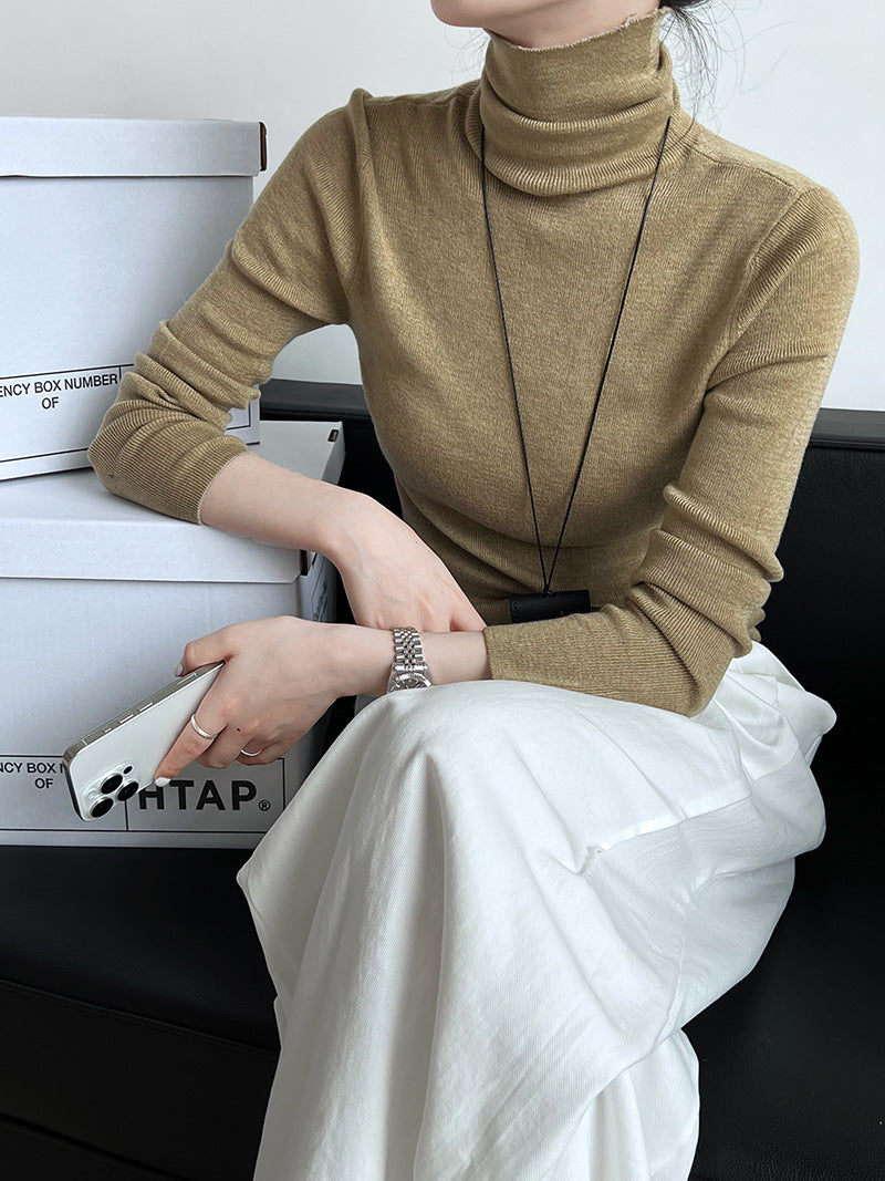 Simple knitted sweater women's new turtleneck wool bottoming shirt in autumn and winter
