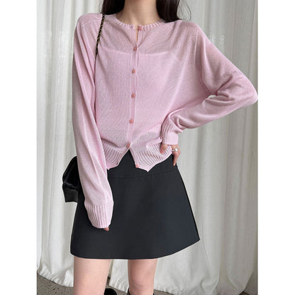 Gentle and lazy knitted cardigan women's spring new thin versatile sweater jacket base