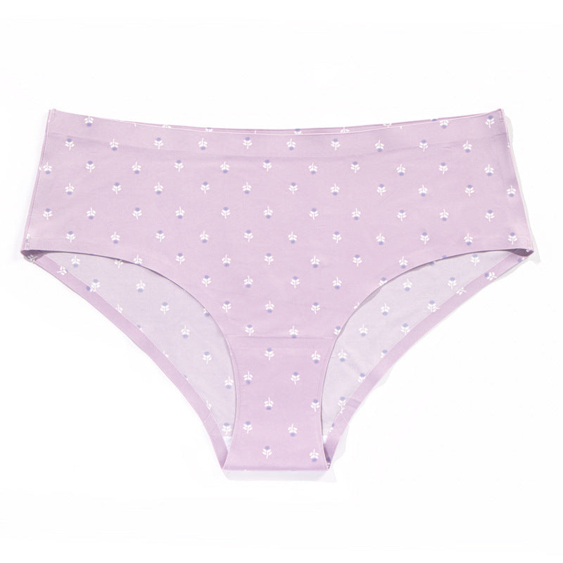 Popular ice silk printed seamless underwear women's buttocks comfortable breathable quick-drying women's briefs thin