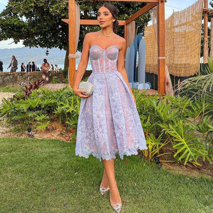 Lace Tube Top Midi Dress