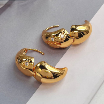 Original niche design new trendy zircon earrings women's circle water drop earrings French retro metal earrings