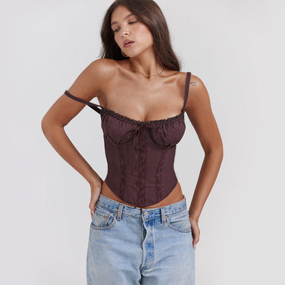 Lace Trim Cami Crop Top