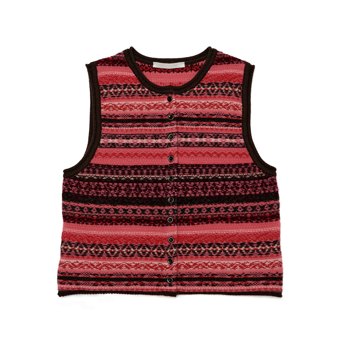 Winter new casual crew neck wool Fair Island floating thread jacquard cardigan vest