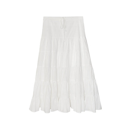 Early spring vacation style beautiful temperament high waist big swing half body cake skirt girl