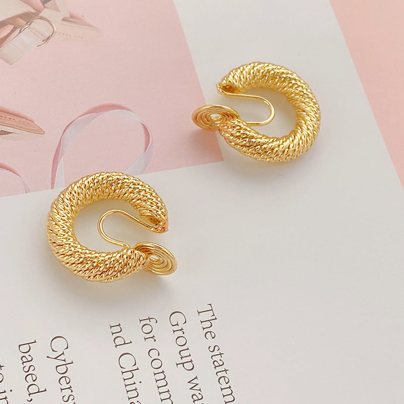 Tide mosquito coil disc ear clips, no ear piercings, white-collar temperament fashion earrings