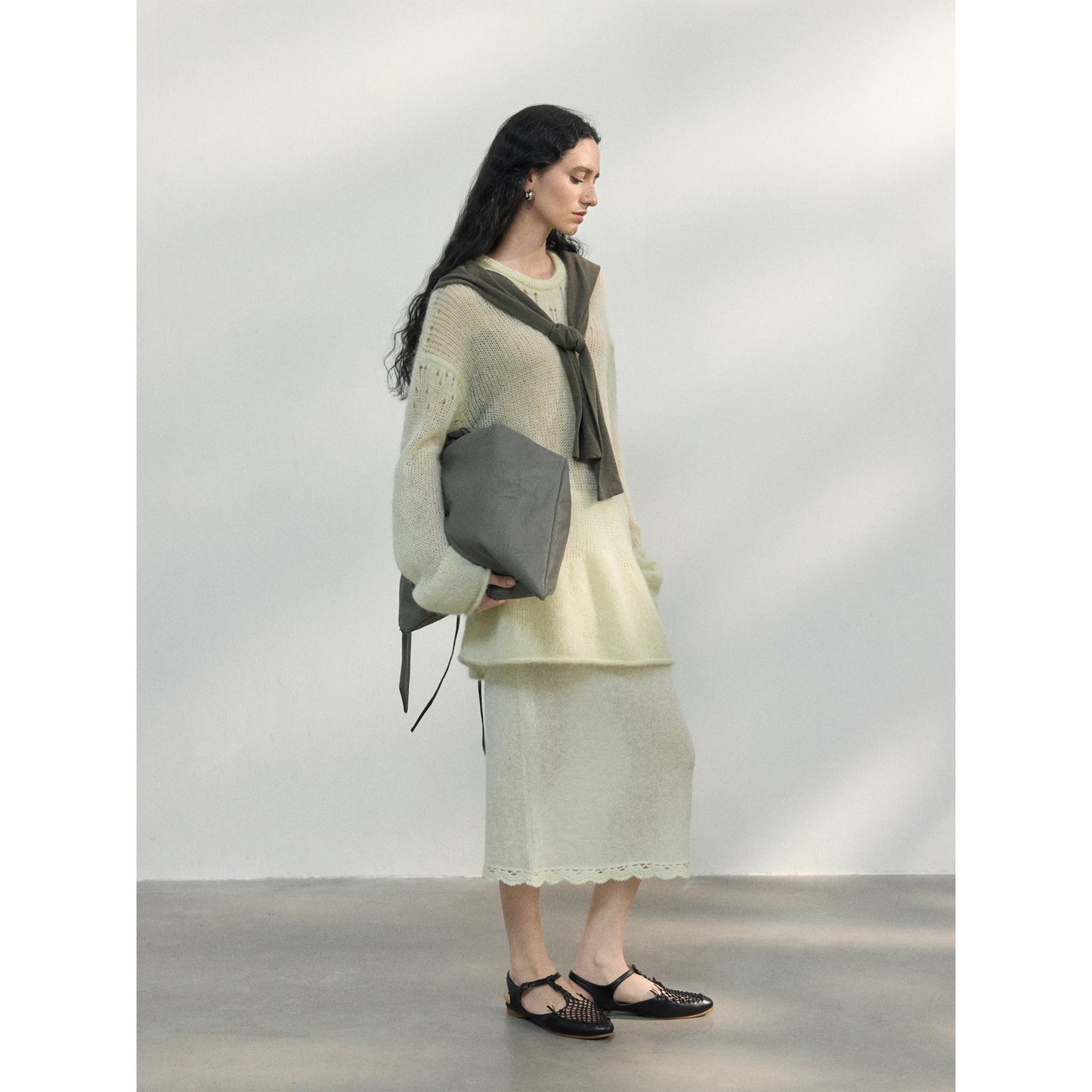 Spring new ultra-fine mohair loose soft skin-friendly wool blouse