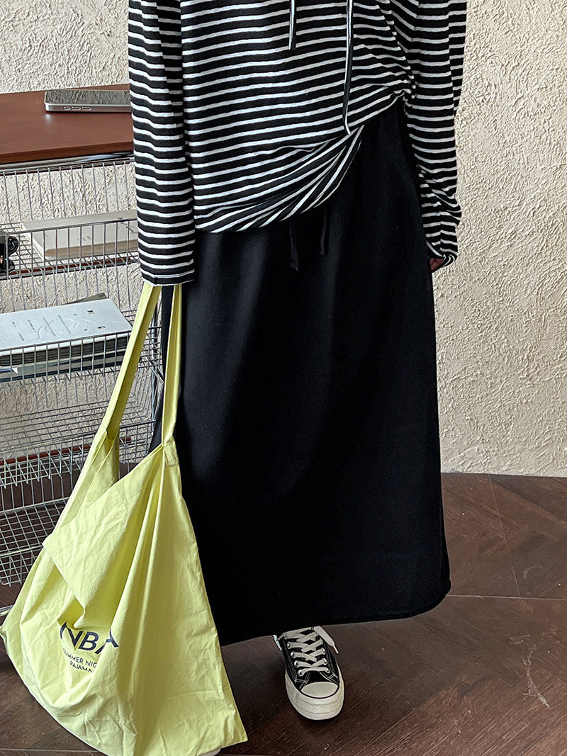 Fashion skirt casual lazy women's autumn A-word curling skirt loose and thin elastic waist skirt