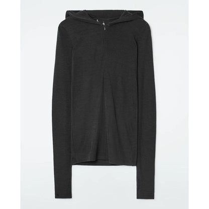 Hooded Long Sleeve Knit Top Women Slim Fit Half-Zip Pullover Sweater