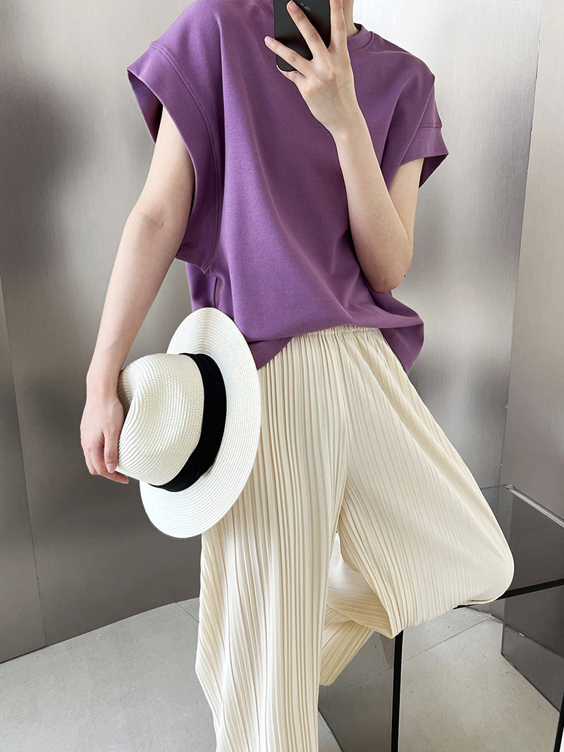 Silhouette Right Angle Shoulder Short Sleeve T-Shirt Women's Summer Loose Design Bat Sleeve T-Shirt Top