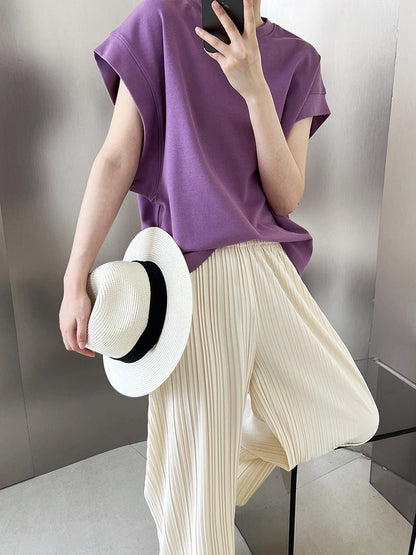 Silhouette Right Angle Shoulder Short Sleeve T-Shirt Women's Summer Loose Design Bat Sleeve T-Shirt Top