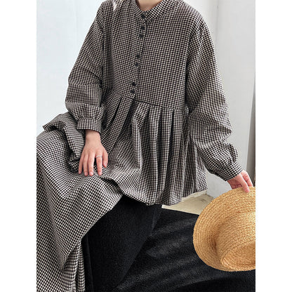 Vintage age-reducing plaid doll shirt top + bud skirt two-piece spring suit