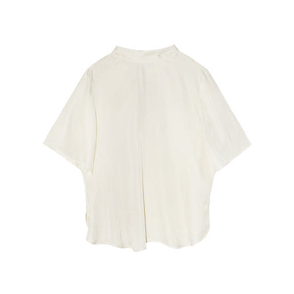 Lazy loose scarf collar Lyocell short-sleeved T-shirt