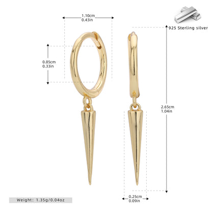 S925 Sterling Silver Ear Buckle Fashion Personality Conical Earrings