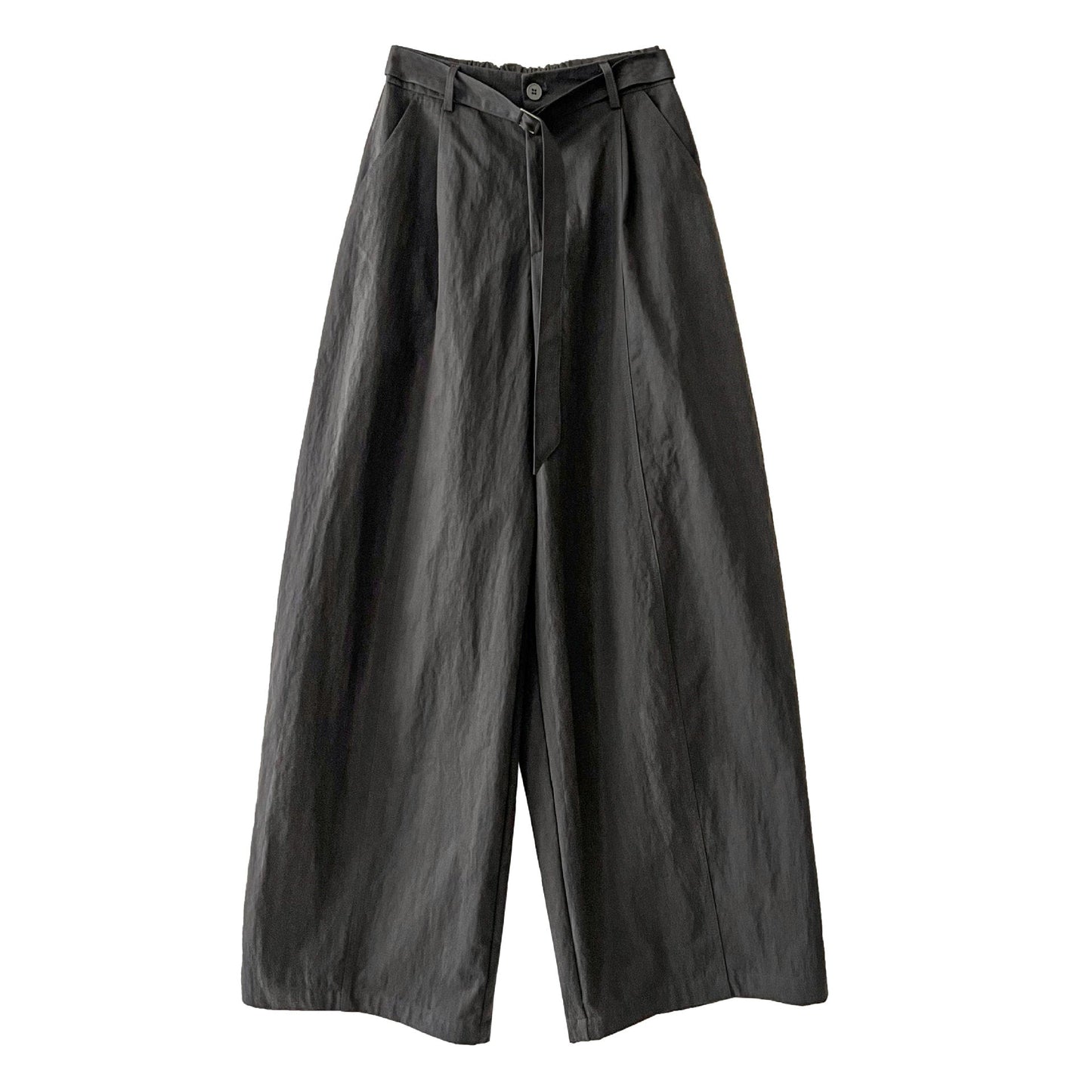 Three-dimensional pleated volume and texture wide-leg straight-leg pants women's autumn new versatile strap trousers