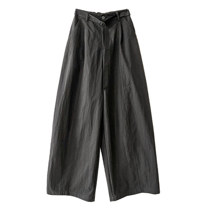 Three-dimensional pleated volume and texture wide-leg straight-leg pants women's autumn new versatile strap trousers