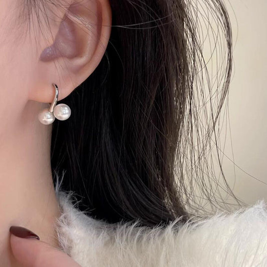 Pearl Love Ear Buckle Simple Versatile Fashion Earrings Light Luxury Temperament Niche Design Earrings