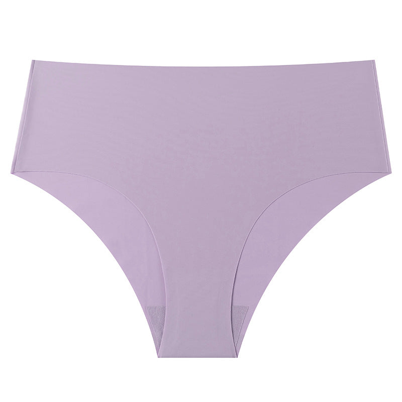 Mid-waist large-size women's briefs, seamless ice silk pants, breathable and quick-drying nylon panties for women