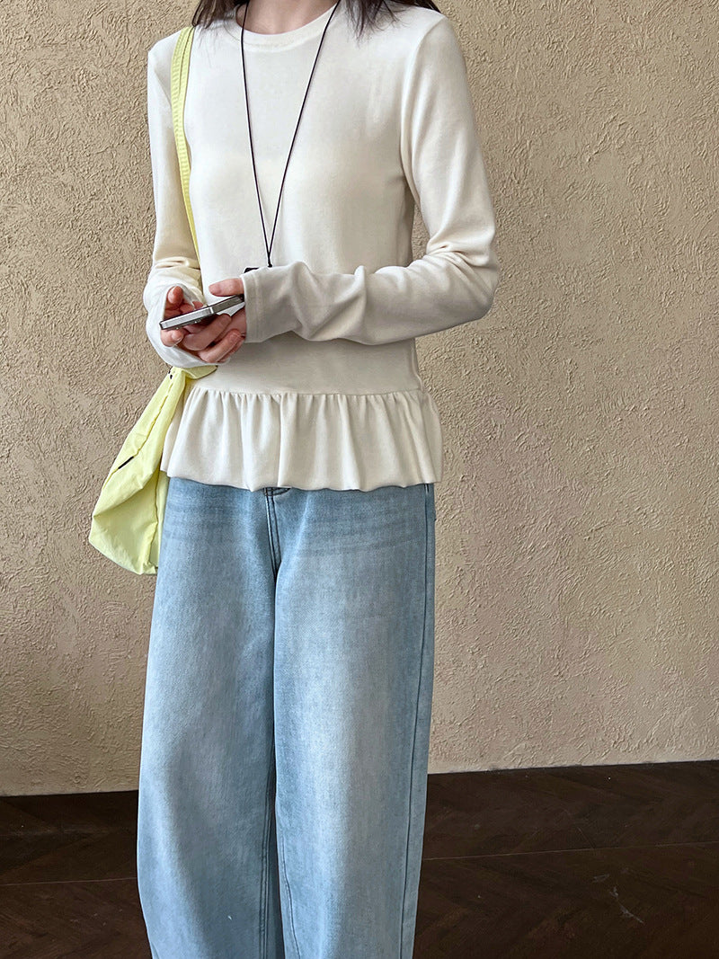Ballet skirt ruffle bottom T-shirt