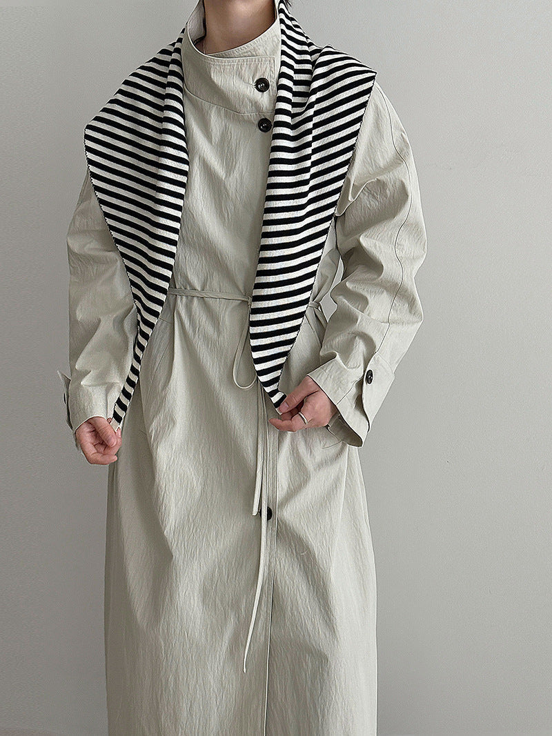 Retro British style stand-up collar lace-up medium and long trench coat for women's autumn new minimalist high-end sense