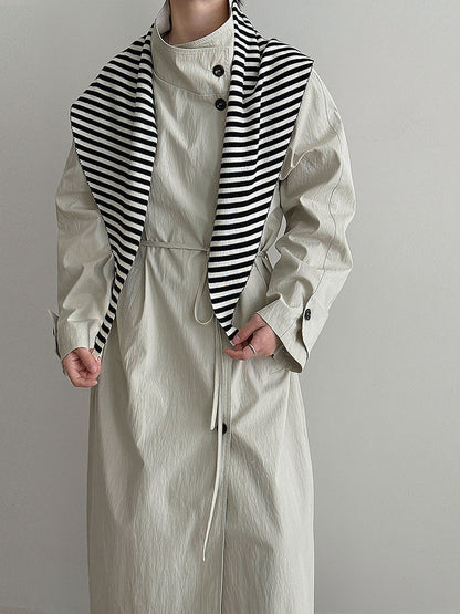 Retro British style stand-up collar lace-up medium and long trench coat for women's autumn new minimalist high-end sense