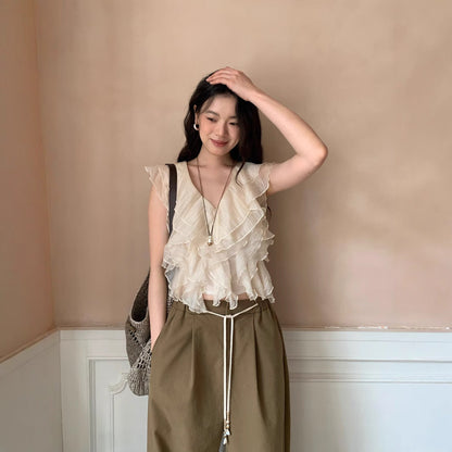 Gentle wind atmosphere foreign style chic super fairy chiffon shirt