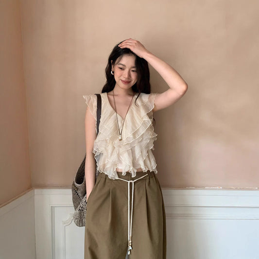 Gentle wind atmosphere foreign style chic super fairy chiffon shirt