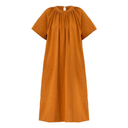 Korean style minimalist backless twist knot relaxed fit maxi dress - new summer collection, loose cotton linen dress