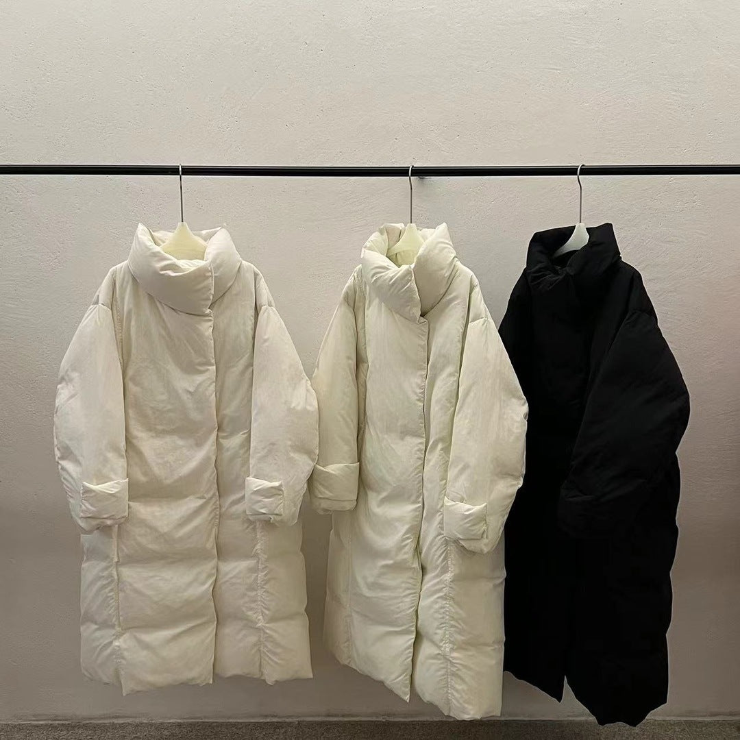 Winter new 90 white duck down stand-up collar lace-up matte matte texture down jacket