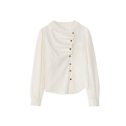 Irregular design waist lapel long-sleeved shirt
