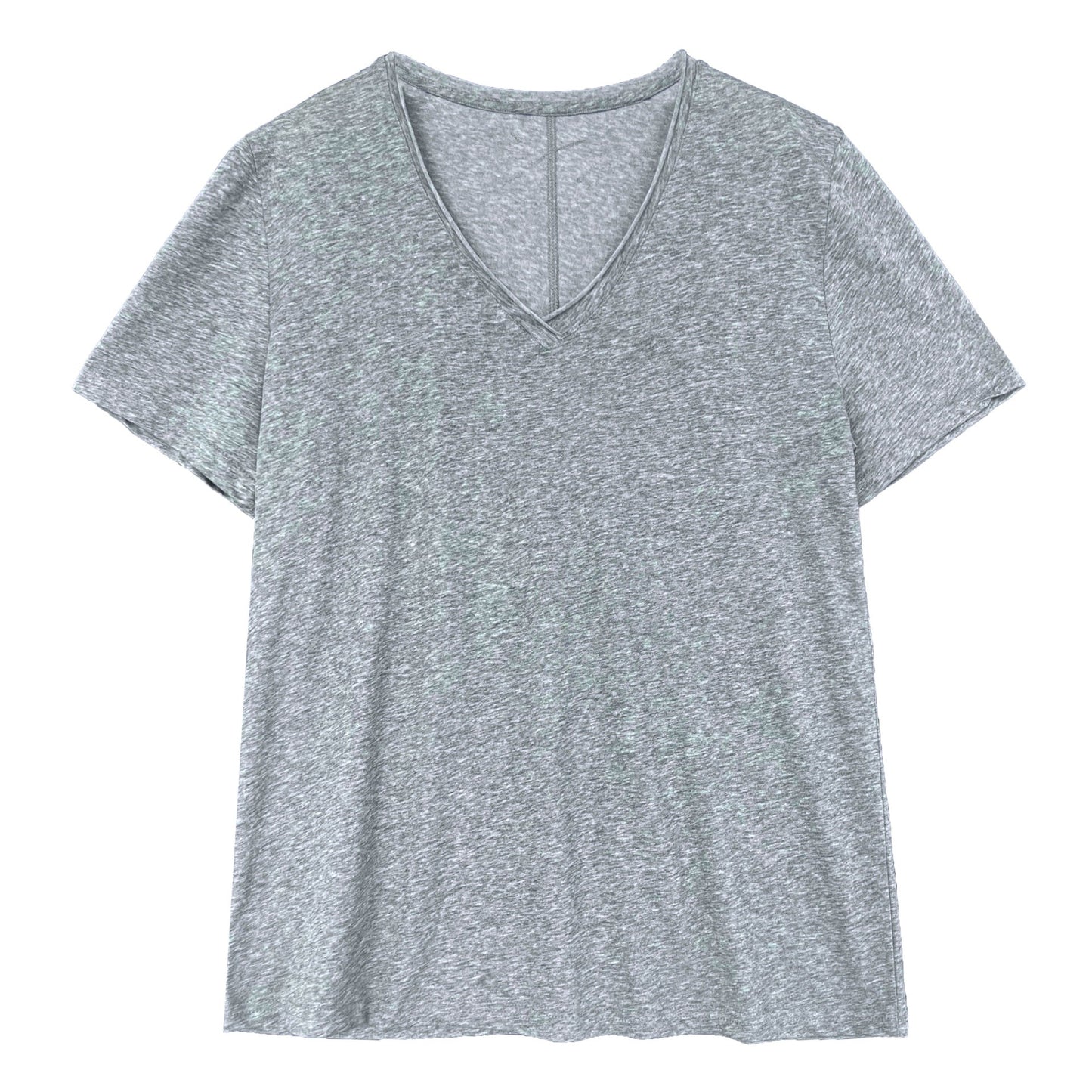 Relaxed fit snowflake texture rolled hem v-neck short sleeve women's summer new loose basic t-shirt top