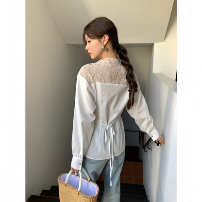 Temperament design lace hollow shirt