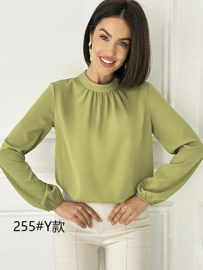 Round Neck Long Sleeve Shirt Women Pullover Casual Top