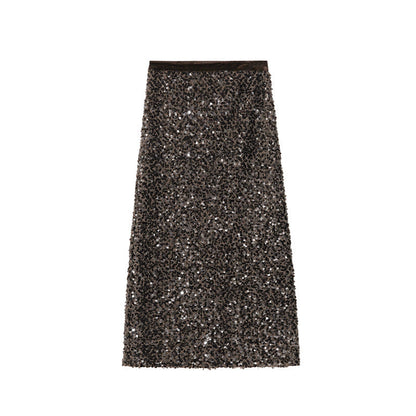 Temperament Annual Meeting atmosphere Skinny heavy industry sequined skirt