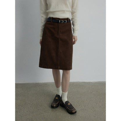 Autumn new casual high-waisted corduroy simple versatile straight short skirt