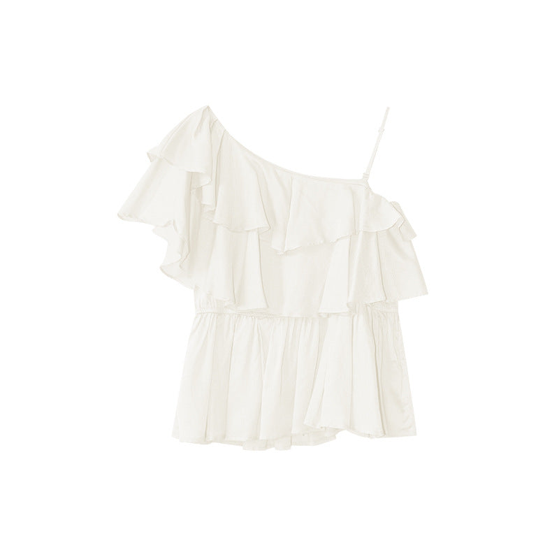 Sweet Irregular Design Tencel Off-Shoulder Suspender Top