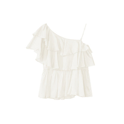 Sweet Irregular Design Tencel Off-Shoulder Suspender Top