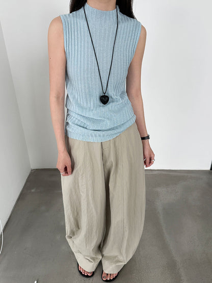 Semi-turtleneck simple sleeveless knitted vest women's 26 spring new slim-fit strap bottoming top