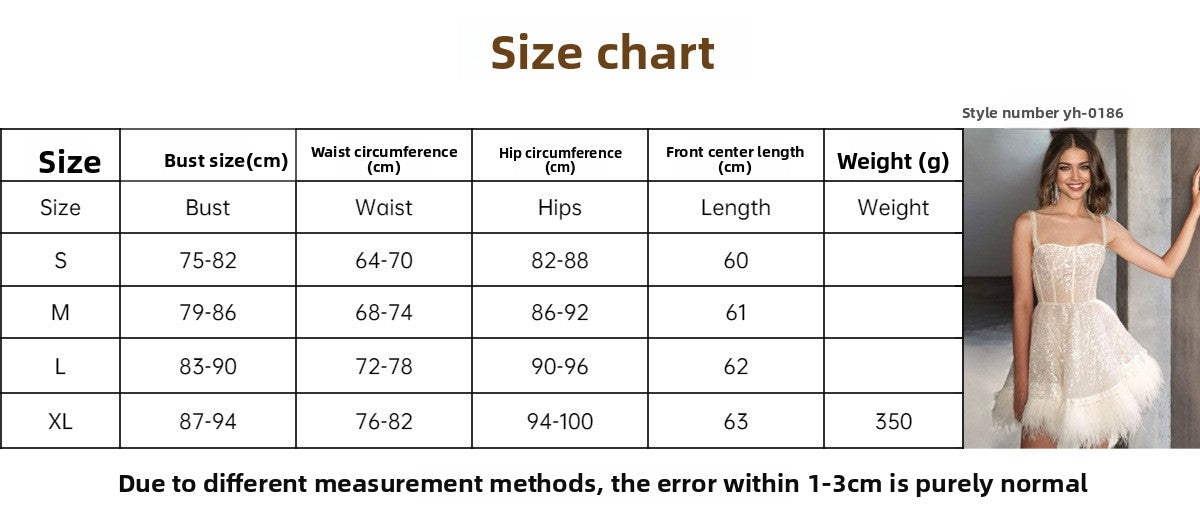 Autumn style dress party imitation feather chest wrap suspender skirt