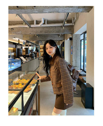 Premium Thousand Birds Plaid Lapel Jacket